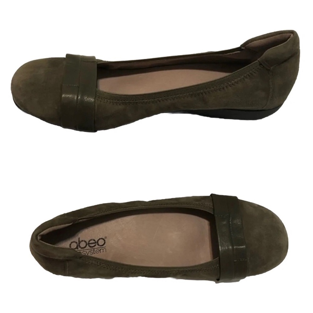Abeo BIO System Tessa Olive Green Suede Ballet Flats Size 8.5 Comfort